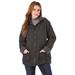 Plus Size Women's Hooded Jacket with Fleece Lining by Roaman's in Black (Size L) Rain Water Repellent