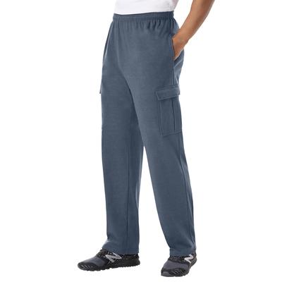 Men's Big & Tall Lightweight Jersey Cargo Sweatpants by KingSize in Heather Slate Blue (Size 9XL)