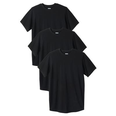 Men's Big & Tall Cotton Crewneck Undershirt 3-Pack by KingSize in Black (Size 3XL)
