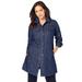 Plus Size Women's Long Denim Jacket by Jessica London in Indigo (Size 14 W) Tunic Length Jean Jacket