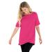 Plus Size Women's Perfect Cuffed Elbow-Sleeve Boat-Neck Tee by Woman Within in Raspberry Sorbet (Size 5X) Shirt