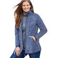 Plus Size Women's Zip-Front Microfleece Jacket by Woman Within in Evening Blue Marled (Size M)