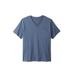 Men's Big & Tall Shrink-Less™ Lightweight V-Neck Pocket T-Shirt by KingSize in Heather Slate Blue (Size L)