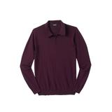 Men's Big & Tall Lightweight Polo Sweater by KingSize in Deep Burgundy (Size L)