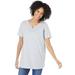 Plus Size Women's Perfect Short-Sleeve Keyhole Tee by Woman Within in Heather Grey (Size 14/16) Shirt