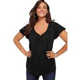 Plus Size Women's Flutter-Sleeve Sweetheart Ultimate Tee by Roaman's in Black (Size 12) Long T-Shirt Top