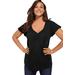 Plus Size Women's Flutter-Sleeve Sweetheart Ultimate Tee by Roaman's in Black (Size 12) Long T-Shirt Top