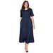 Plus Size Women's Button-Front Essential Dress by Woman Within in Navy (Size M)