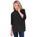 Plus Size Women's Three-Quarter Sleeve Kate Big Shirt by Roaman's in Black (Size 14 W) Button Down Shirt Blouse