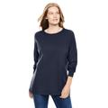 Plus Size Women's Perfect Long-Sleeve Crewneck Tee by Woman Within in Navy (Size M) Shirt