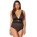 Plus Size Women's Lace Plunge One Piece Swimsuit by Swimsuits For All in Black Lace (Size 18)