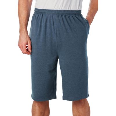 Men's Big & Tall Lightweight Extra Long Jersey Shorts by KingSize in Heather Slate Blue (Size 4XL)