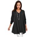 Plus Size Women's Flyaway V-Neck Tunic by Jessica London in Black (Size 12 W) Long Shirt