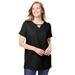 Plus Size Women's Perfect Short-Sleeve Keyhole Tee by Woman Within in Black (Size 34/36) Shirt