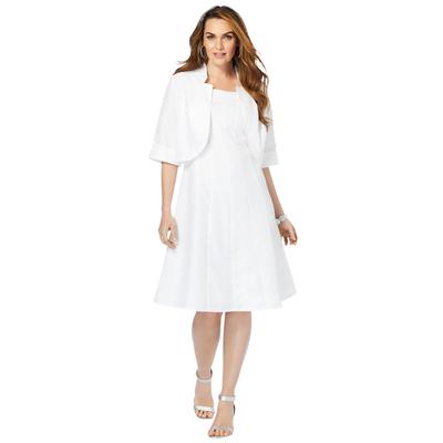 Plus Size Women's Fit And Flare Jacket Suit Dress by Roaman's in White (Size 22 W)