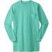 Men's Big & Tall Shrink-Less™ Lightweight Longer-Length Long-Sleeve Crewneck Pocket Tee by KingSize in Tidal Green Heather (Size 8XL)