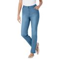 Plus Size Women's Straight-Leg Stretch Jean by Woman Within in Light Wash Sanded (Size 22 W)