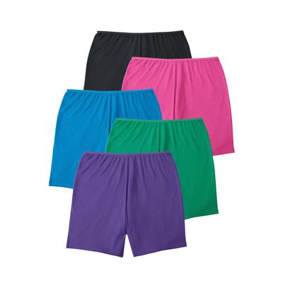 Plus Size Women's Cotton Boxer 5-Pack by Comfort Choice in Bright Pack (Size 12) Panties
