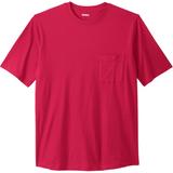 Men's Big & Tall Shrink-Less Lightweight Pocket Crewneck T-Shirt by KingSize in Red (Size 4XL)