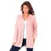 Plus Size Women's Classic-Length Thermal Hoodie by Roaman's in Soft Blush (Size M) Zip Up Sweater