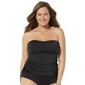 Plus Size Women's Bandeau Adjustable Tankini Top by Swimsuits For All in Black (Size 20)