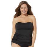 Plus Size Women's Bandeau Adjustable Tankini Top by Swimsuits For All in Black (Size 20)