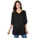 Plus Size Women's Three-Quarter Sleeve Pleat-Front Tunic by Woman Within in Black (Size 38/40)