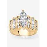 Women's Gold-Plated Marquise Cut Step Top Engagement Ring Cubic Zirconia by PalmBeach Jewelry in Gold (Size 10)