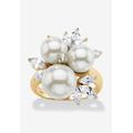 Women's Yellow Gold over Sterling Silver Pearl and Cubic Zirconia Ring by PalmBeach Jewelry in Yellow Gold (Size 6)