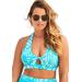 Plus Size Women's Contessa Halter Bikini Top by Swimsuits For All in Crystal Blue Palm (Size 20)