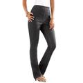 Plus Size Women's Straight-Leg Comfort Stretch Jean by Denim 24/7 in Black Denim (Size 30 W) Elastic Waist Denim