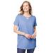 Plus Size Women's Perfect Short-Sleeve Keyhole Tee by Woman Within in French Blue (Size 30/32) Shirt