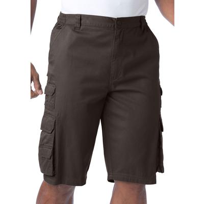 Men's Big & Tall Boulder Creek® 12" Side-Elastic Stacked Cargo Pocket Shorts by Boulder Creek in Dark Brown (Size 58)