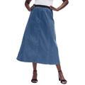 Plus Size Women's Stretch Denim Jegging Skirt by Jessica London in Medium Stonewash (Size 28) Flared Stretch Denim w/ Vertical Seams