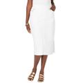 Plus Size Women's Comfort Waist Stretch Denim Midi Skirt by Jessica London in White (Size 28) Elastic Waist Stretch Denim
