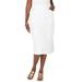Plus Size Women's Comfort Waist Stretch Denim Midi Skirt by Jessica London in White (Size 28) Elastic Waist Stretch Denim