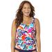 Plus Size Women's Classic Tankini Top by Swimsuits For All in Multi Tropical (Size 22)