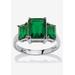 Women's Sterling Silver 3 Square Simulated Birthstone Ring by PalmBeach Jewelry in May (Size 9)