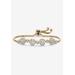 Women's Yellow Gold-Plated Halo Strand Bracelet (8mm), CZ, 9" Adjustable by PalmBeach Jewelry in Yellow Gold