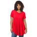 Plus Size Women's Swing Ultra Femme Tunic by Roaman's in Vivid Red (Size 14/16) Short Sleeve V-Neck Shirt