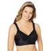 Plus Size Women's Easy Enhancer Front Close Wireless Posture Bra by Comfort Choice in Black (Size 50 C)
