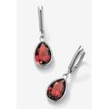 Women's Sterling Silver Drop Earrings Pear Cut Simulated Birthstones by PalmBeach Jewelry in January