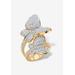 Women's Yellow Gold Plated Cubic Zirconia Butterfly Wraparound Ring by PalmBeach Jewelry in Butterfly (Size 8)