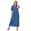 Plus Size Women's Short-Sleeve Denim Dress by Woman Within in Medium Stonewash (Size 38 W)