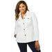 Plus Size Women's Peplum Denim Jacket by Jessica London in White (Size 30 W) Feminine Jean Jacket