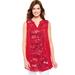 Plus Size Women's Sleeveless Notch-Neck Tunic by Woman Within in Vivid Red Stencil Bandana (Size 34/36)