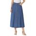 Plus Size Women's Perfect Cotton Button Front Skirt by Woman Within in Medium Stonewash (Size 22 W)