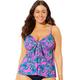 Plus Size Women's Tie Front Underwire Tankini Top by Swimsuits For All in New Orchid Bloom (Size 12)