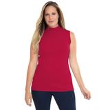 Plus Size Women's Fine Gauge Mockneck Sweater by Jessica London in Classic Red (Size 12) Sleeveless Mock Turtleneck