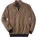 Men's Big & Tall Quarter Zip Sweater Fleece by KingSize in Brown Marl (Size XL)